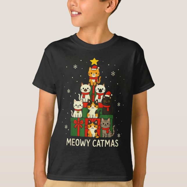 Camiseta Kids Men Women Meowy Catmas Funny Christmas Cats C (Anverso)