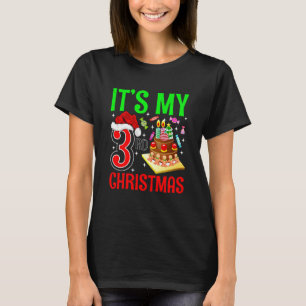 Camiseta Kids Merry Christmas Yes It's My 3rd Birthday Chri