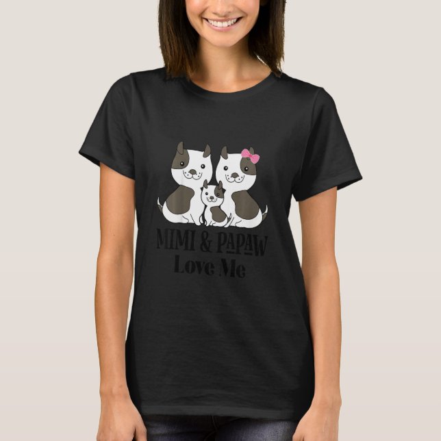 Camiseta Kids Mimi and Papaw Love Me Grandchild Puppy (Anverso)