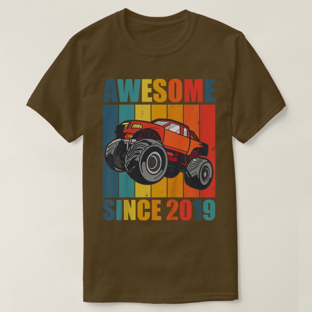 Camiseta Kids Monster Truck 3rd Birthday Boy Awesome Since  (Diseño del anverso)