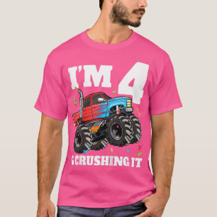 Camiseta Kids Monster Truck 4th Birthday Boy 4 Four Year Ol