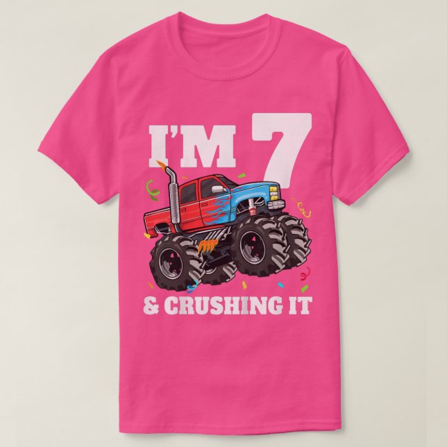 Camiseta Kids Monster Truck 7th Birthday Boy 7 Seven Year O (Diseño del anverso)