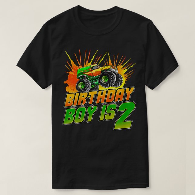 Camiseta Kids Monster Truck Birthday Boy Is 2 Kids 2nd Birt (Diseño del anverso)