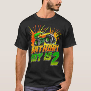 Camiseta Kids Monster Truck Birthday Boy Is 2 Kids 2nd Birt
