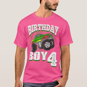 Camiseta Kids Monster Truck Birthday Boy Is 4 Kids 4th Birt