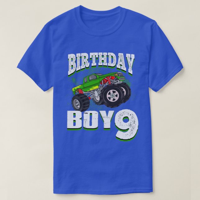 Camiseta Kids Monster Truck Birthday Boy Is 9 Kids 9th Birt (Diseño del anverso)
