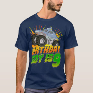 Camiseta Kids Monster Truck Birthday Boy Is 9 Kids 9th Birt