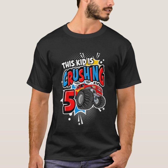 Camiseta Kids Monster Truck Birthday  This Kid's Crushing 5 (Anverso)