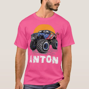 Camiseta Kids Monster Truck Name Anton Car Gift 