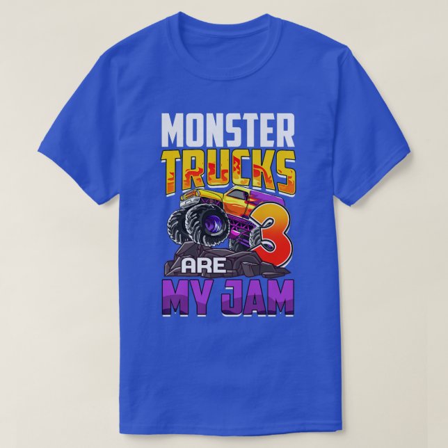 Camiseta Kids Monster Trucks Are My Jam 3rd Birthday Monste (Diseño del anverso)