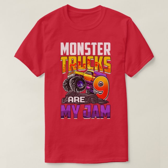 Camiseta Kids Monster Trucks Are My Jam 9th Birthday Monste (Diseño del anverso)