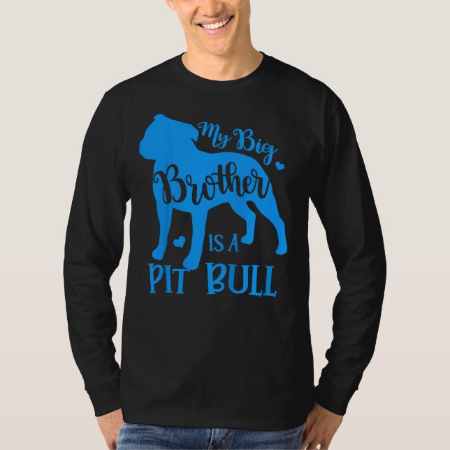 Camiseta Kids My Big Cute Brother Es Un Pitbull Para Chica  (Anverso)
