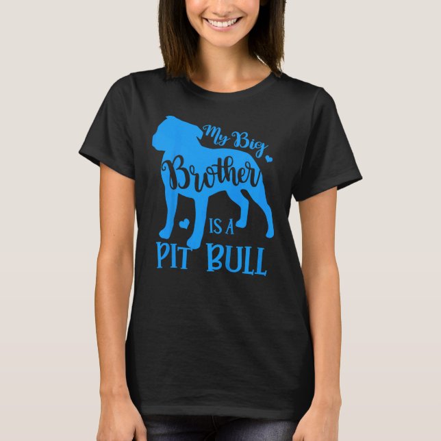 Camiseta Kids My Big Cute Brother Es Un Pitbull Para Chica  (Anverso)
