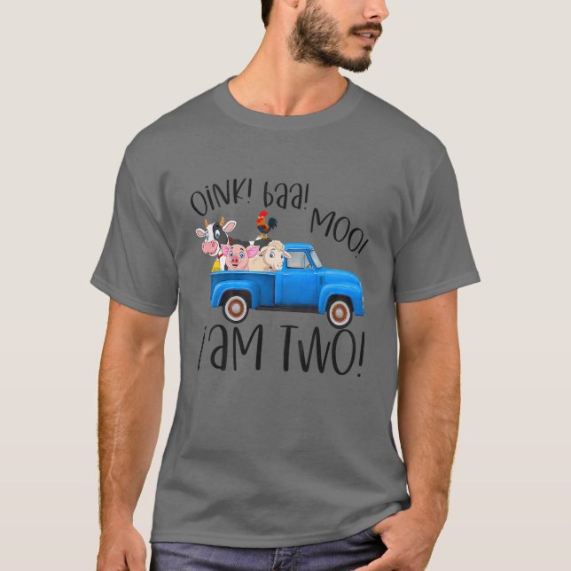Camiseta Kids Oink Baa Moo I Am Two Farm Animals Blue Truck (Anverso)
