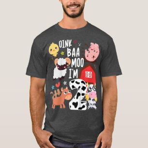 Camiseta Kids Oink Baa Moo I'm Two 2 Toddler Farmer 2nd Bir
