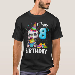 Camiseta Kids Panda 8Th Birthday I'm 8 Years Old Boys Girls