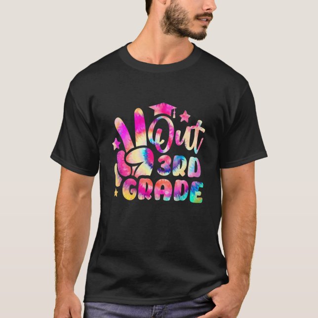 Camiseta Kids Peace Out First 3Rd Grade Tie Dye Happy Last (Anverso)
