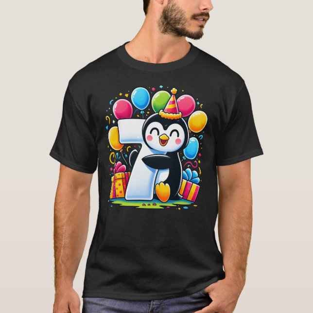 Camiseta Kids Penguin Theme seventh Bday Party 7th Penguin  (Anverso)