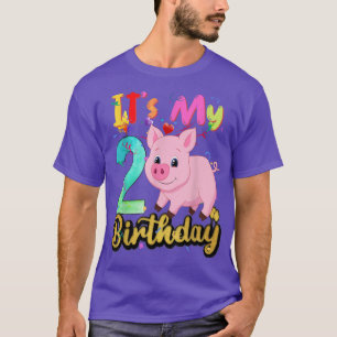 Camiseta Kids Pig 2th Birthday 2 Years Old Pig Birthday 377