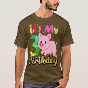 Camiseta Kids Pig 3th Birthday 3 Years Old Pig Birthday Pre