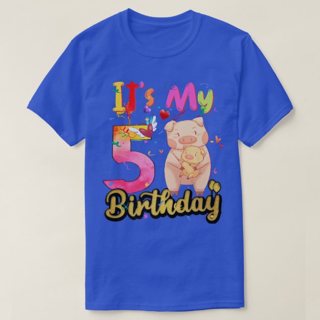 Camiseta Kids Pig 5th Birthday 5 Years Old Pig Birthday Pre (Diseño del anverso)