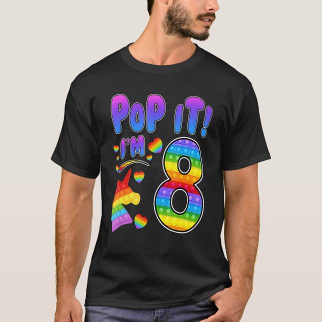 Camiseta Kids Pop It 8th Birthday Girls Boys 8 Years Old Fi (Anverso)