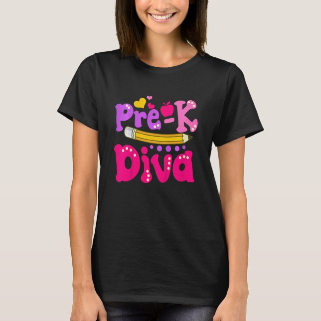 Camiseta Kids Pre K Diva  Girls First Day of Pre K (Anverso)