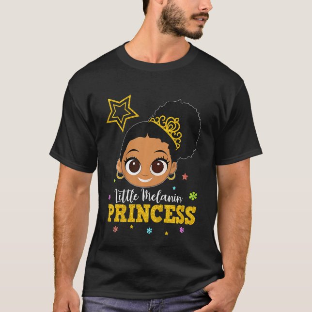 Camiseta Kids Princess Birthday Outfit Melanin Afro Natural (Anverso)