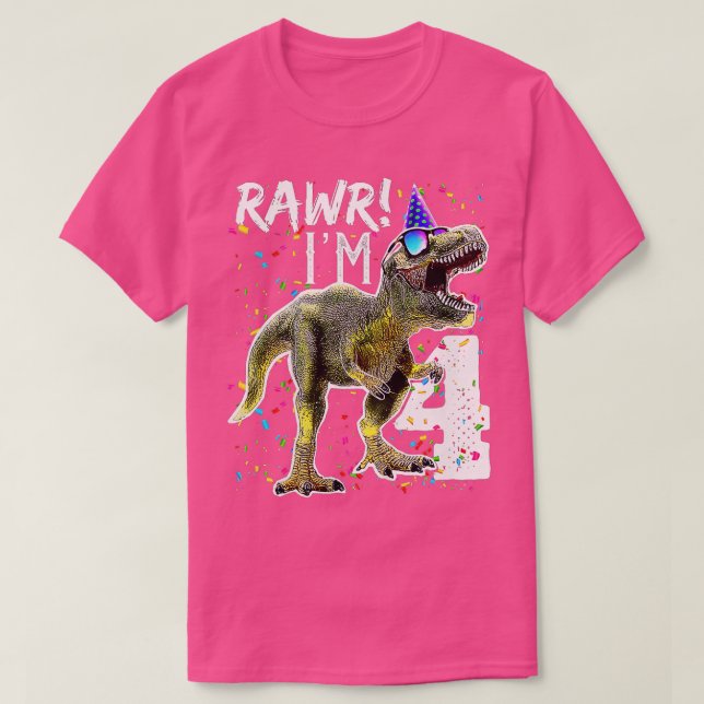 Camiseta Kids Rawr Im 4 4th Birthday T Rex Dinosaur Party G (Diseño del anverso)