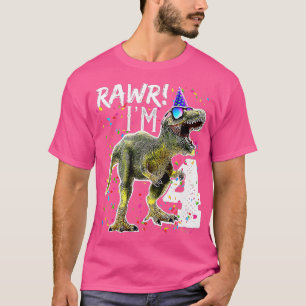 Camiseta Kids Rawr Im 4 4th Birthday T Rex Dinosaur Party G