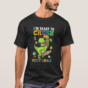 Camiseta Kids Ready To Crush First Grade 1st Dinosaur Back