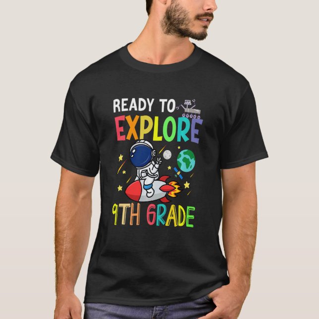 Camiseta Kids Ready To Explore Ninth Grade Astronaut Back T (Anverso)