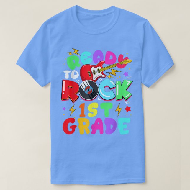 Camiseta Kids Ready To Rock 1st Grade Guitar Back To School (Diseño del anverso)