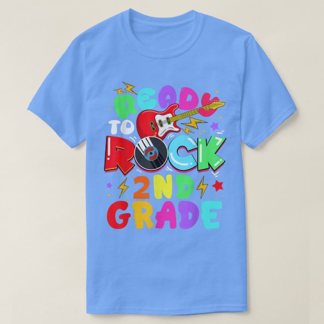 Camiseta Kids Ready To Rock 2nd Grade Guitar Back To School (Diseño del anverso)