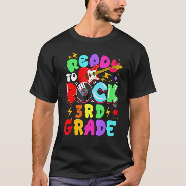 Camiseta Kids Ready To Rock 3rd Grade Guitar Back To School (Anverso)