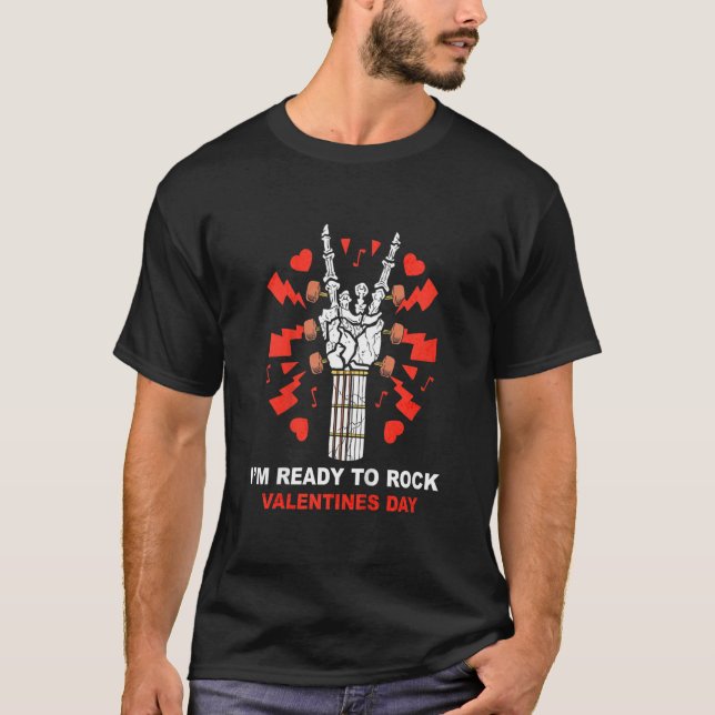 Camiseta Kids Ready To Rock Valentines Day Cool Skeleton Ha (Anverso)