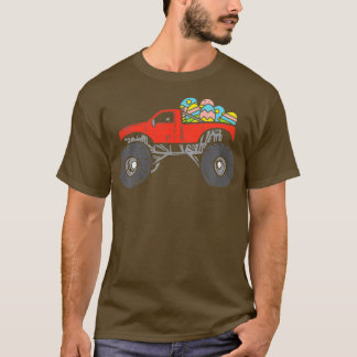 Camiseta Kids Red Monster Truck Eggs Easter Egg Hunting Boy