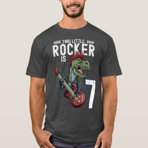 Camiseta Kids Rock And Roll Music T Rex Dinosaur 7th Birthd