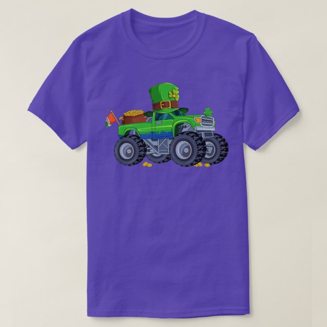 Camiseta Kids Saint Patricks Day Funny Monster Truck For Bo (Diseño del anverso)