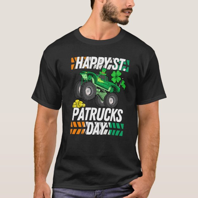 Camiseta Kids Saint Patricks Day Funny Monster Truck St. Pa (Anverso)
