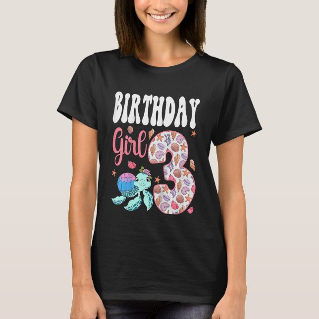 Camiseta Kids Sea Turtle 3er cumpleaños Océano Aqua de 3 añ (Anverso)