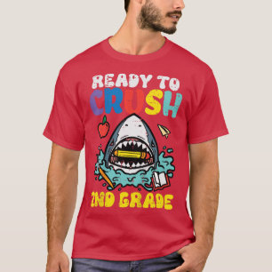 Camiseta Kids Shark Ready To Crush 2nd Grade Second First D