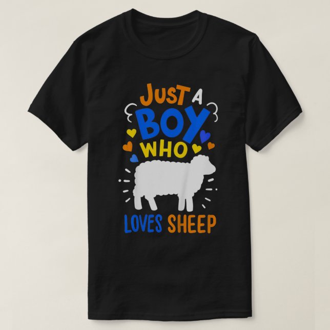 Camiseta Kids Sheep Just A Boy Who Loves Sheep Gift  (Diseño del anverso)