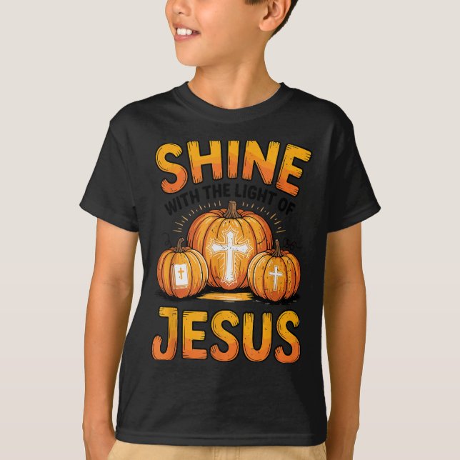 Camiseta Kids Shine With The Light Of Jesus Funny Christian (Anverso)