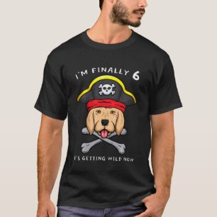 Camiseta Kids Sixth 6th Birthday Party Cake Pirate Dog Owne