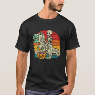 Camiseta Kids Skeleton Riding Dino Mummy Retro Toddler Boys