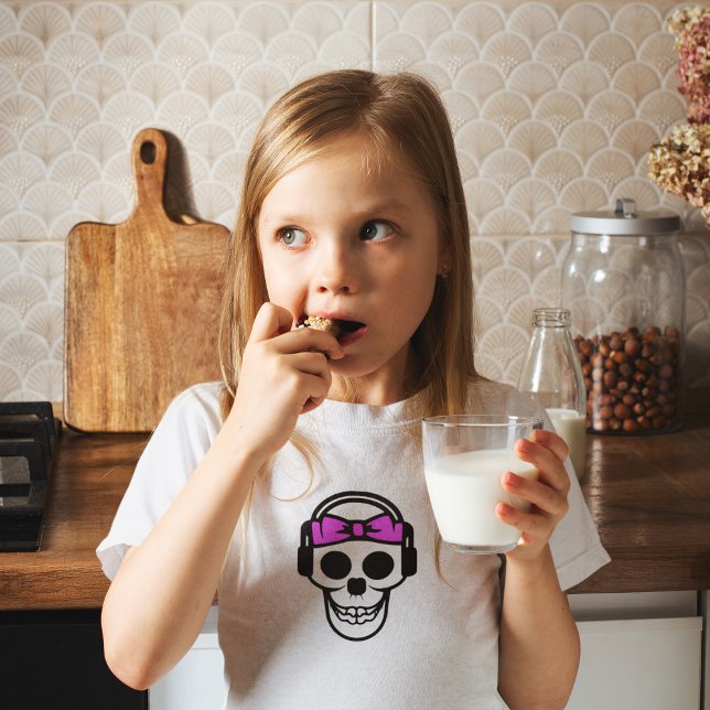 Camiseta Kids Skull DJ - Chicas con arco rosado, diseño de  (Subido por el creador)