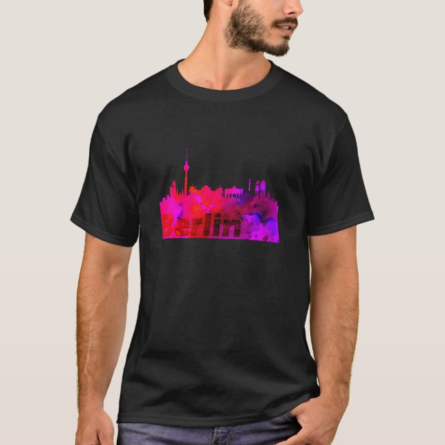 Camiseta Kids Skyline Berlin Alemania Capital Watercolor Lo (Anverso)