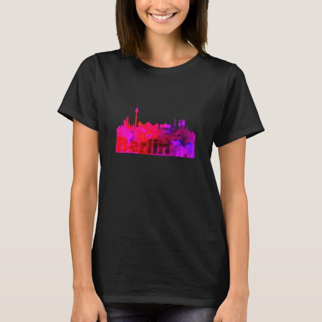 Camiseta Kids Skyline Berlin Alemania Capital Watercolor Lo (Anverso)