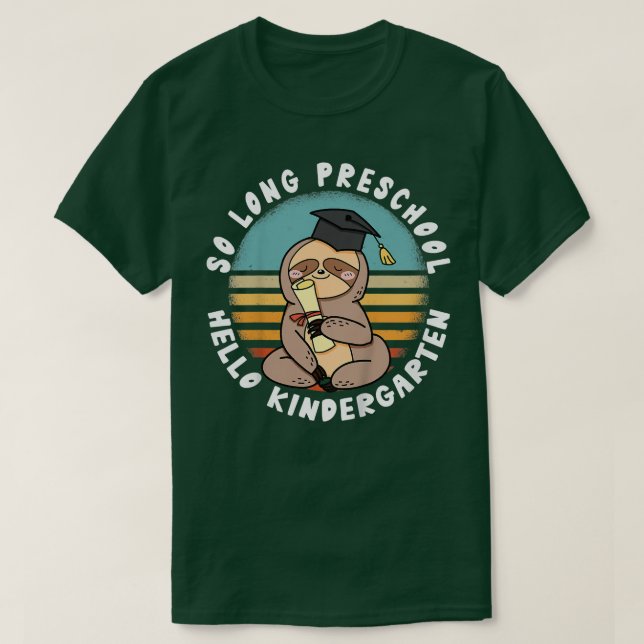 Camiseta Kids So Long Preschool Hello Kindergarten - Sloth  (Diseño del anverso)